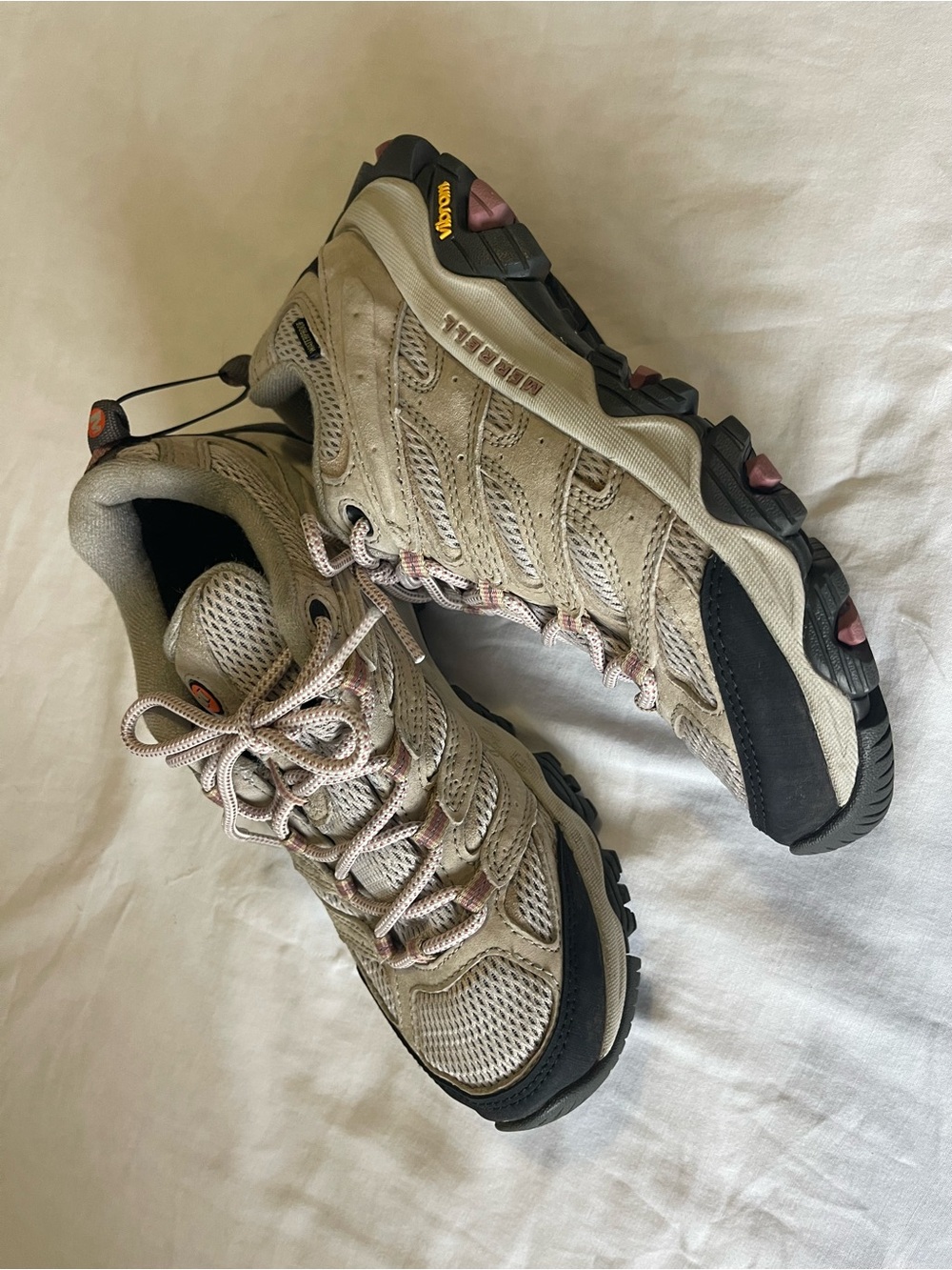 Merrell Women's Beige and Black with pink Hiking Trail Shoes